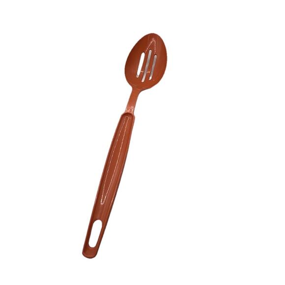 Vintage ECKO Slotted Plastic Nylon Serving Spoon Rose Gold USA Made Kitchenware - Picture 1 of 3
